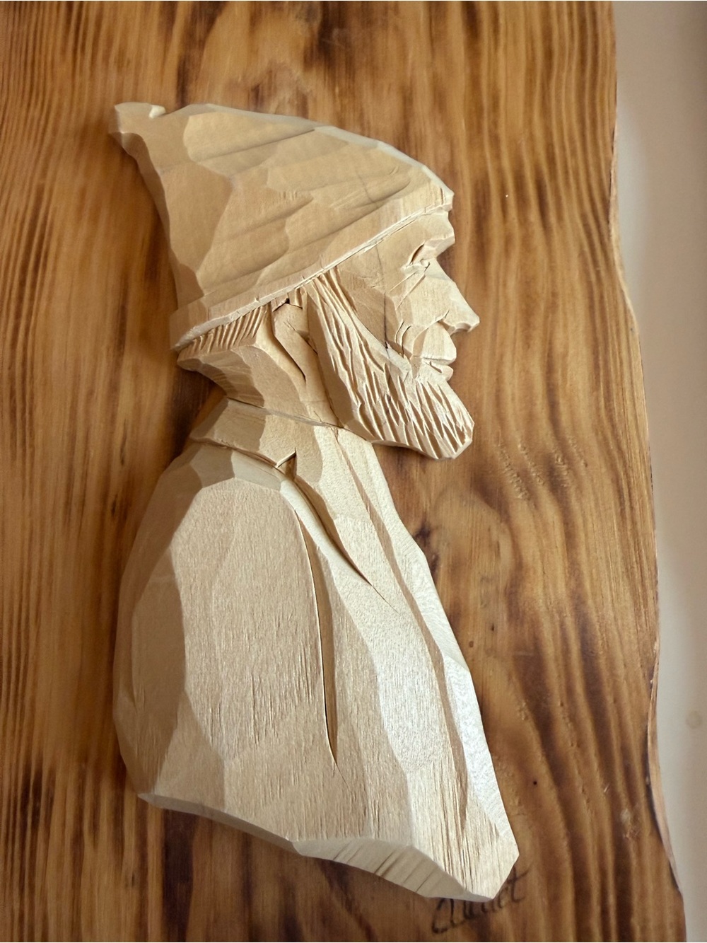 Signed R Audet Quebec Folk Art Wood Carving Pair MCM Rustic Wall Plaque Love - Picture 2 of 13